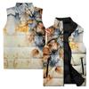 Ladies' Casual And Fashionable Sleeveless Vest Floral Pattern Printed Cotton Jacket