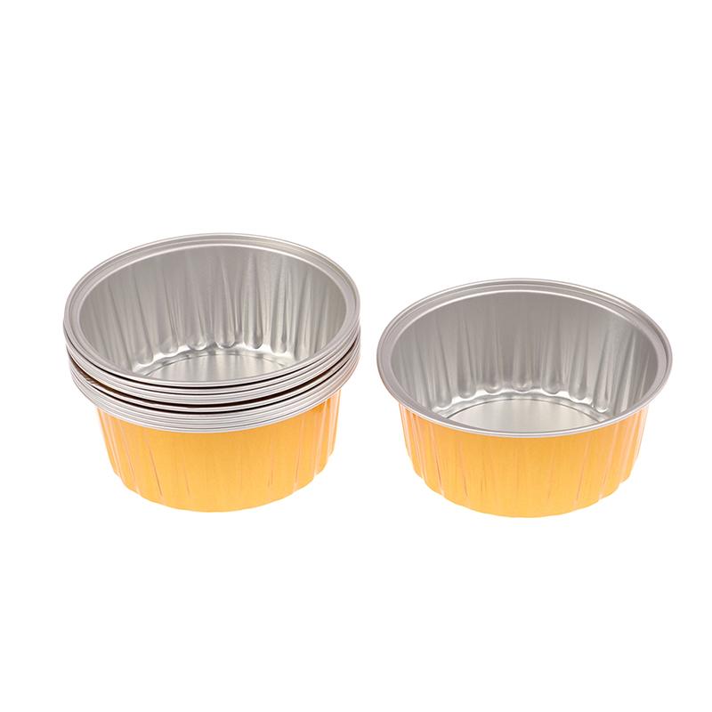 10Pcs Reusable Round Aluminum Foil Tin Cup Pudding Cake Molds Baking Tools