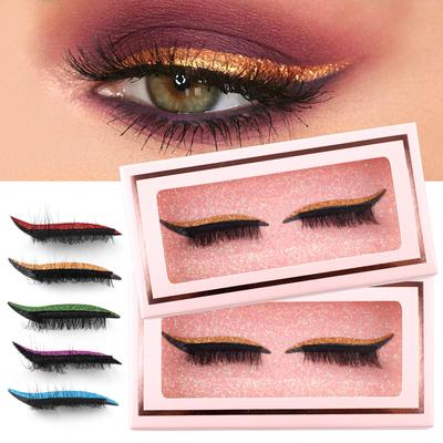 1 Pair Of Colored Eyeshadow False Eyelashes, Holiday Exaggerated Thick Curled Simulated Eyelashes