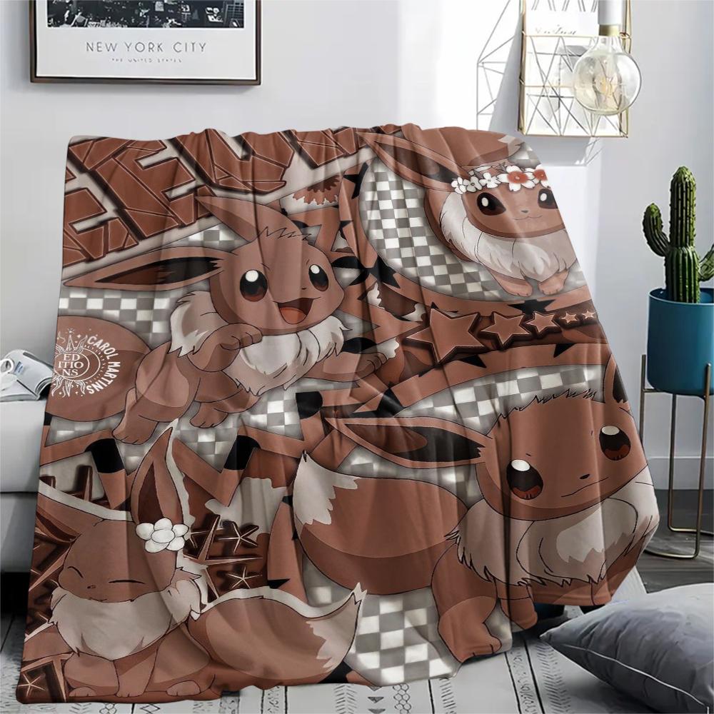 

Cute Eevee pattern Flannel Blanket, High quality Comfortable for All Seasons, Home Decor, Warmth and Comfort, Perfect for Gifts. 80cm x 120cm
