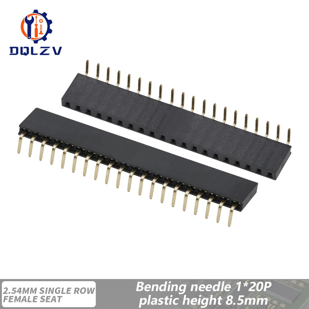 2.54mm Single Row Female Right Angle Pin Header Socket 1*2/3/4/5/6/7/8/9/10/20/40Pin Connector For Arduino