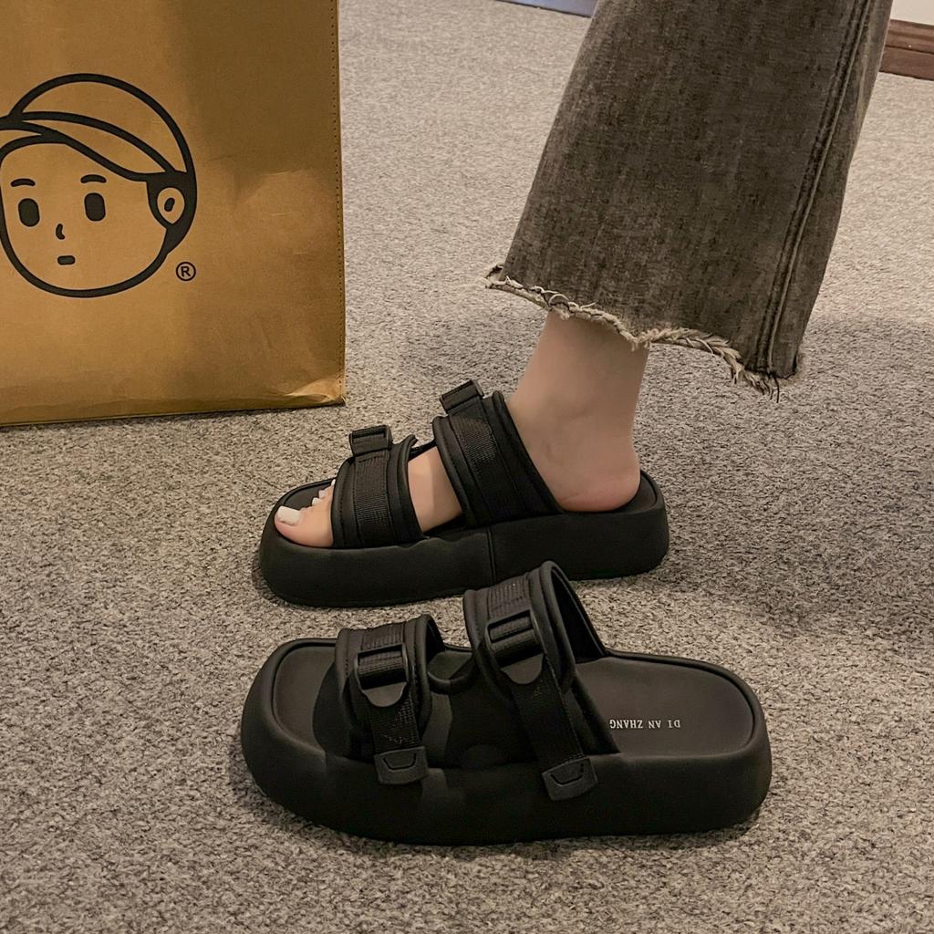 Sports cool slippers women's outer wear summer new thick-soled heightening slippers Roman shoes versatile original style sweet and cool women's shoes