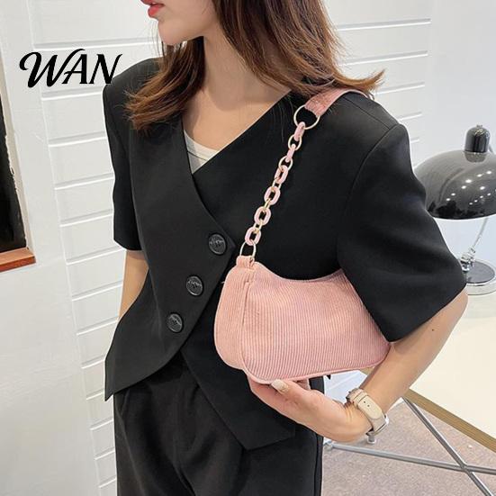 Corduroy Purse Women Shoulder Bag Stylish Top Handle Crescent Retro Style Handbag Simple Armpit for Shopping Commuting Dating