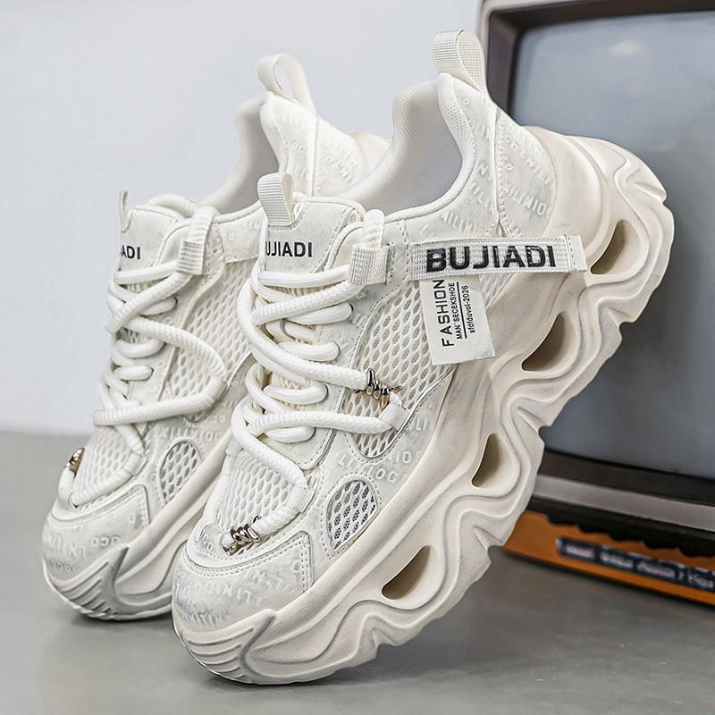 

Men s thick-soled height-increasing casual sports shoes, low-top lace-up style, wear-resistant sole, comfortable and anti-slip, 39 белый