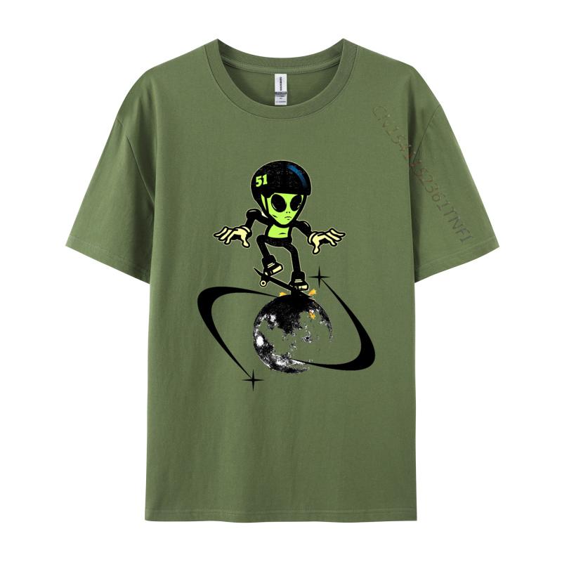 Moon Rider Alien TShirt Cotton Skateboard T Shirt For Unisex New Unique Tops Shirts Cute Sports T Shirt Unisex