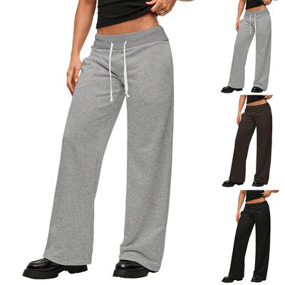 Women's Loose Straight Leg Pants, High-waisted, Drawstring, Wide-leg, Slimming, Suitable For Yoga And Exercise.