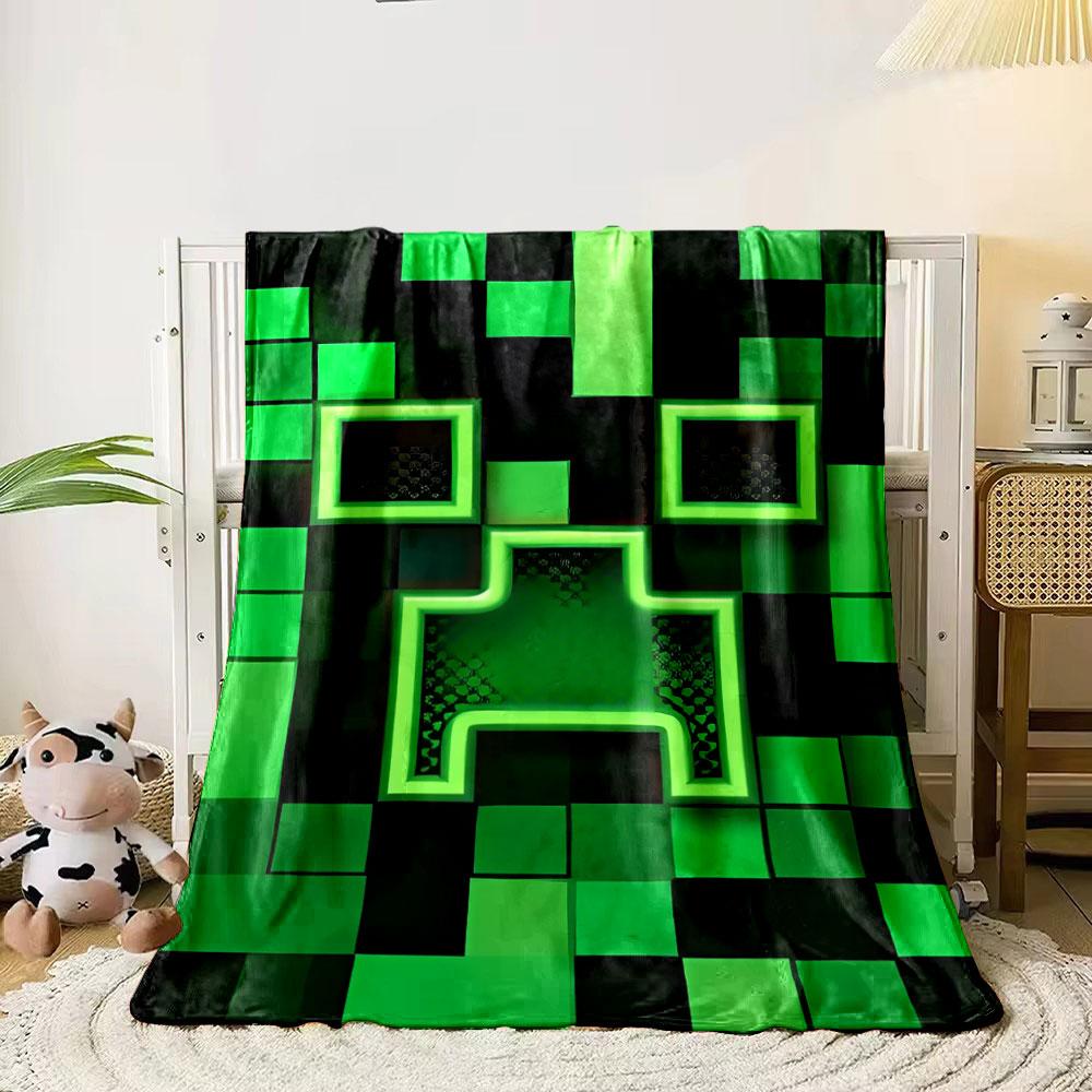 Green Pixel Pattern Blanket bedroom Blanket for Livingroom Couch lunch break Soft throw for Friend's festival Gift