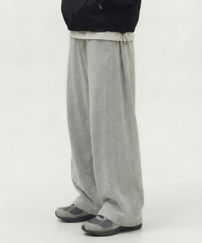 AGOD Side Tuck Snap Wide Sweatpants [Gray]