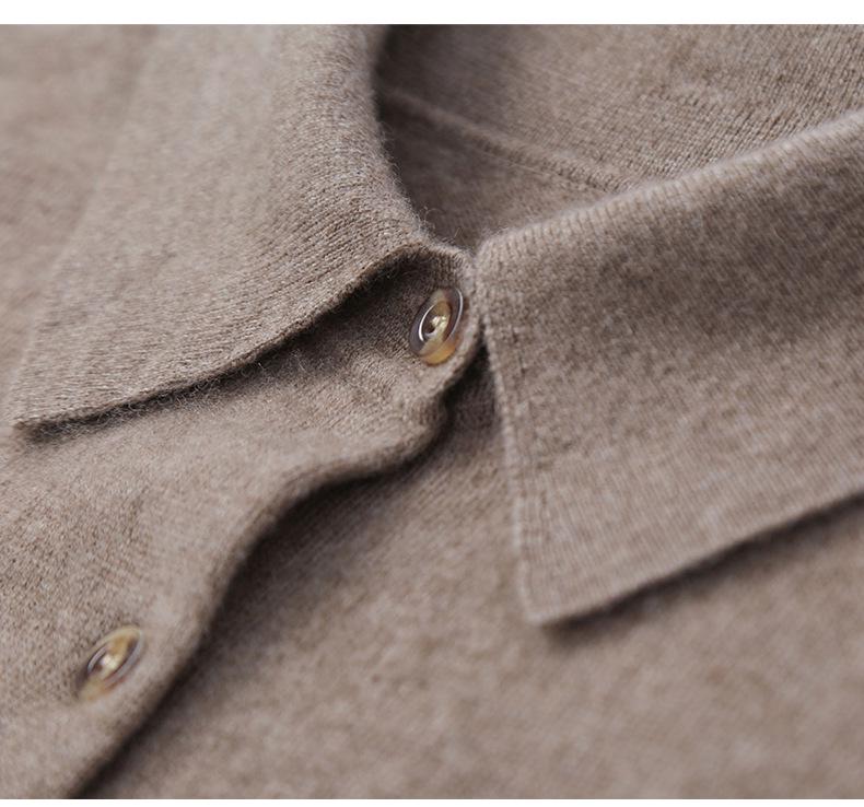 Women's Polo Collar Cashmere Cardigan - Elegant Lapel Sweater, Fashionable and Versatile Knit Top