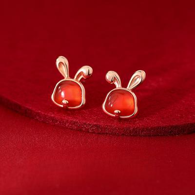 Hasen Ohrstecker Damen Einfach Niedlich Süßes Hase Jahr Natal Jahr Rote Ohrringe Sommer Ohrringe