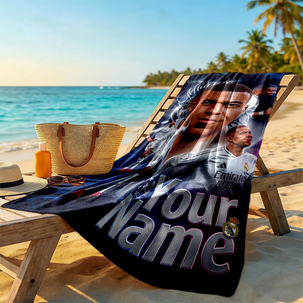Mbappé Personalized Text Beach Towel High Absorbency & Quick-Dry Portable for SwimmingBeachCamping Travel Beach AccessoriesGym