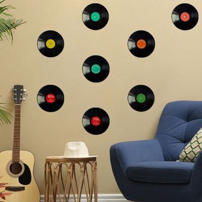 8Pcs/set Records Displays Fake Records Stickers Vinyl Record Crafts Vinyl Record Stickers PVC Artwork Wall Music Signs Ornaments