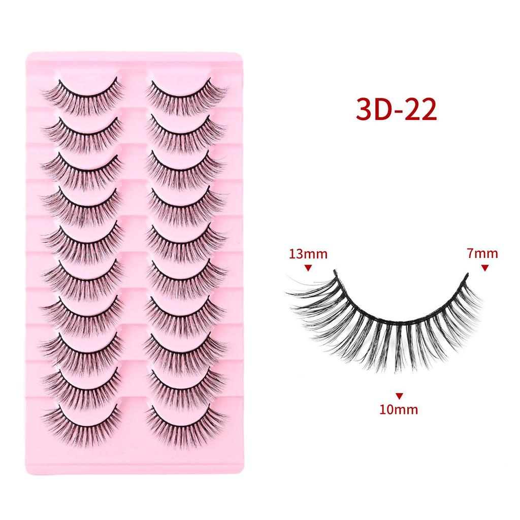 Ten Pairs of 3D Synthetic Fiber False Eyelashes: Bold European and American Style with Thick, Curled Volume