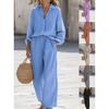 Lady Cotton Linen Shirt Pants Suits Casual Two Piece Set for Women Spring Summer Long Sleeve Top and Wide Leg Pants Loose Outfits