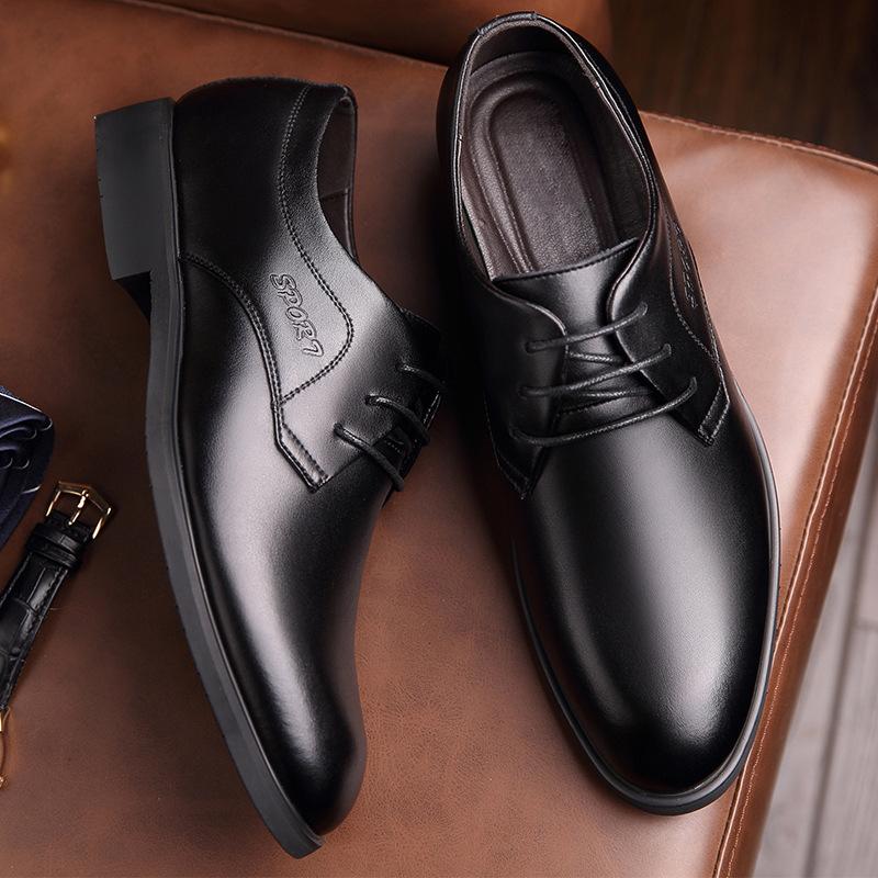 2025 men's shoes leather shoes velvet warm business dress autumn and winter trendy men's leather British Korean version low-top shoes durable