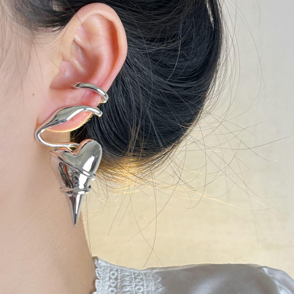 Twined Metal Eardrop Irregular Exaggerated Earrings Temperament Heart Earrings  Party