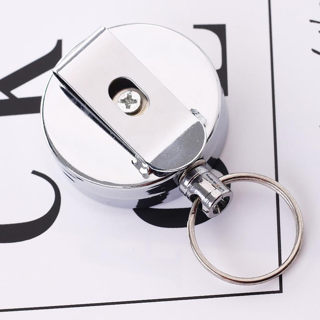 Heavy Duty Badge Reels Retractable Badge Holder, Metal Retractable Keychain Badge Reel ID Badge Holder with Belt Clip Key Ring