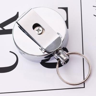 Heavy Duty Badge Reels Retractable Badge Holder, Metal Retractable Keychain Badge Reel ID Badge Holder with Belt Clip Key Ring