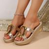 Women Slippers Beach Hawaiian Luxury New Slippers Casual Platform Wedge Shoes Woman Flip Flops Metal Buckle Sandals Slides Women