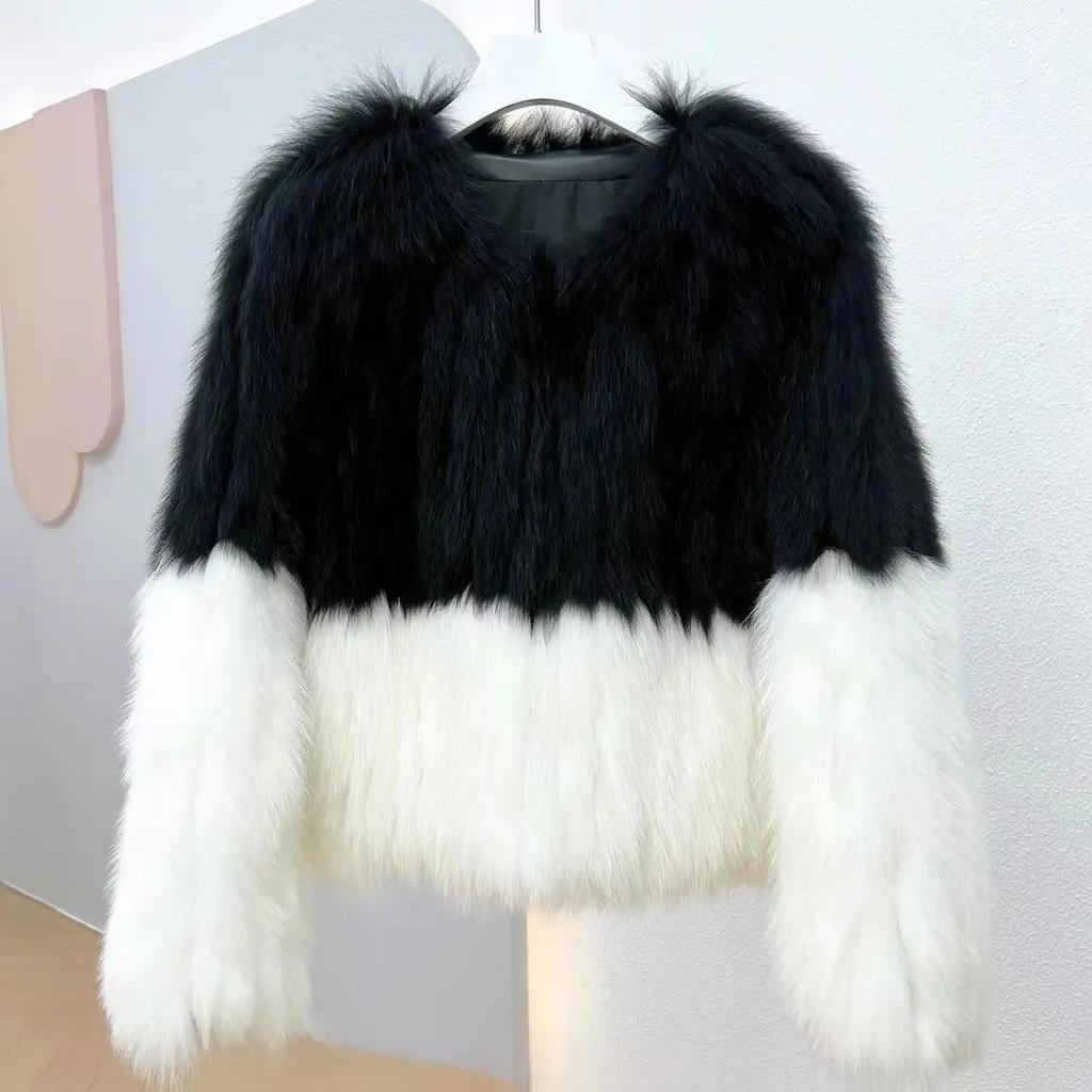 WTEMPO Women's Cropped Faux Fur Jacket Lapel Cardigan Winter Fluffy Faux Fur Coat Thicken Warm Winter Coat Down Parka