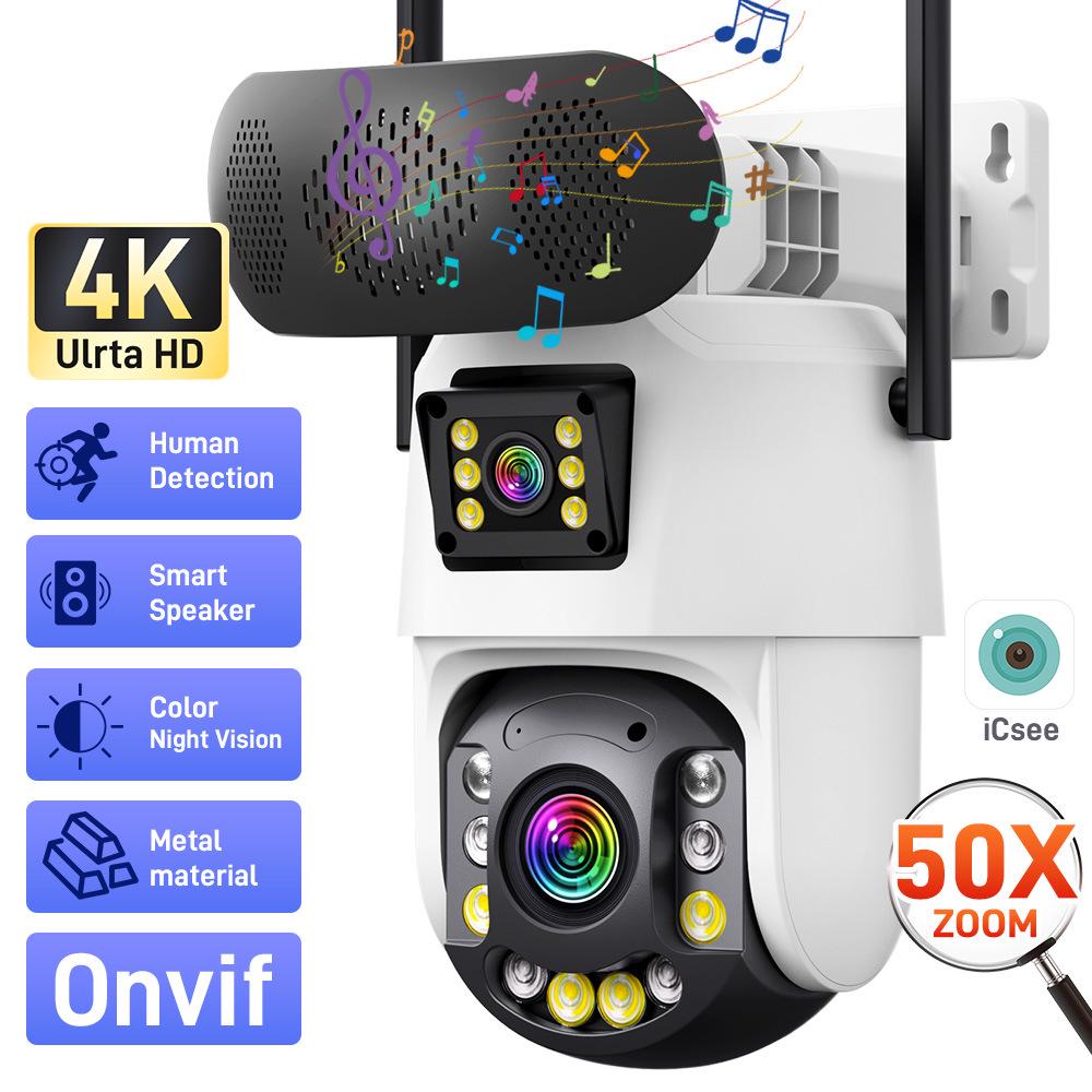 ICsee 6-Inch 50x Optical Zoom Binocular Surveillance Camera with Metal Shell and 4G Connectivity
