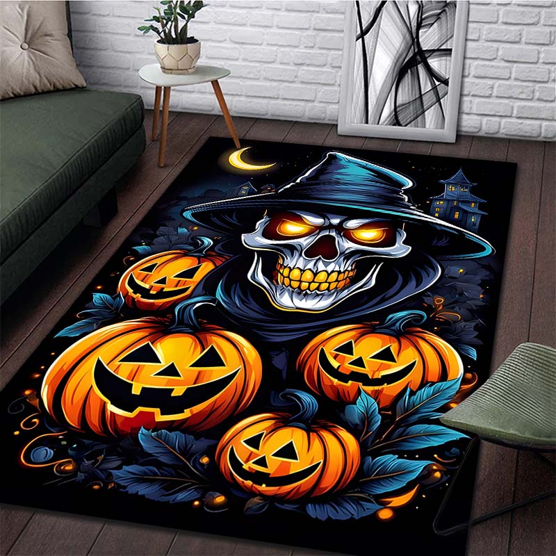 Halloween Pumpkin Head Pattern Rug Carpets for Bedroom Living Room Sofa Mat Creative Door Mat Dressing Room Rugs Play Mats Gifts