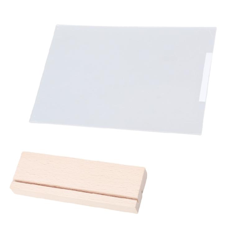 2PCS Acrylic Display Stand Clear Poster Display Stand with Wood Base for Offices School Wedding Restaurant Store Cafe