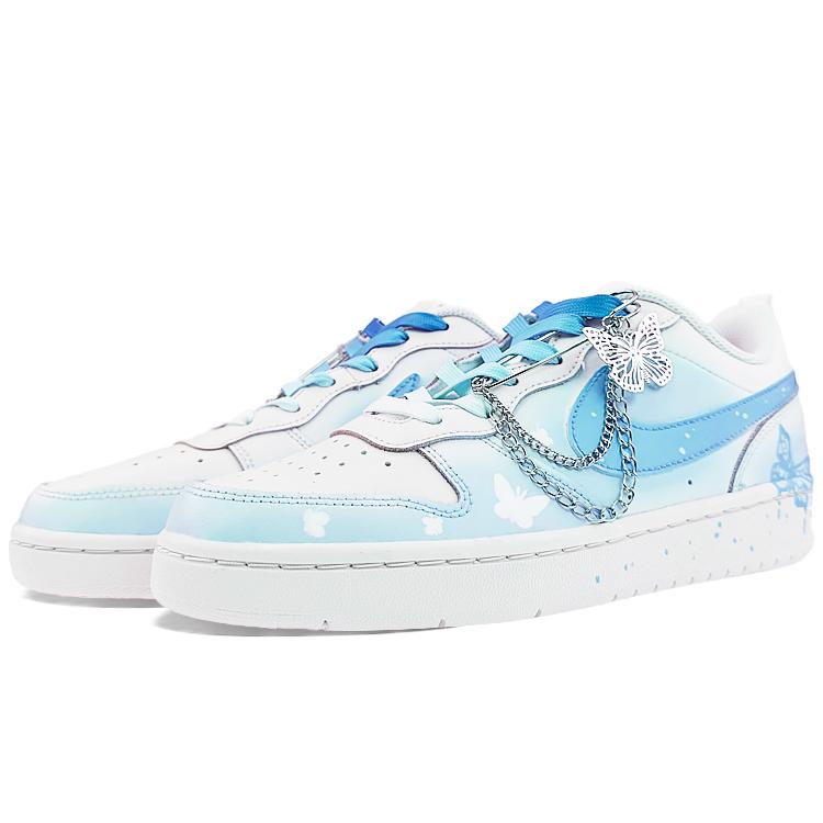 Nike Court Borough Buty Skateboardowe Damskie Niskie Białe/Niebieskie BQ5448-100(Team40-GS)