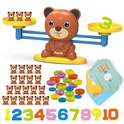 REMOKING Balance Game Toy with Numbers, Scales, and Bear Design for Pretend Play and Calculations, Perfect for Boys and Girls, Birthdays, and Christma