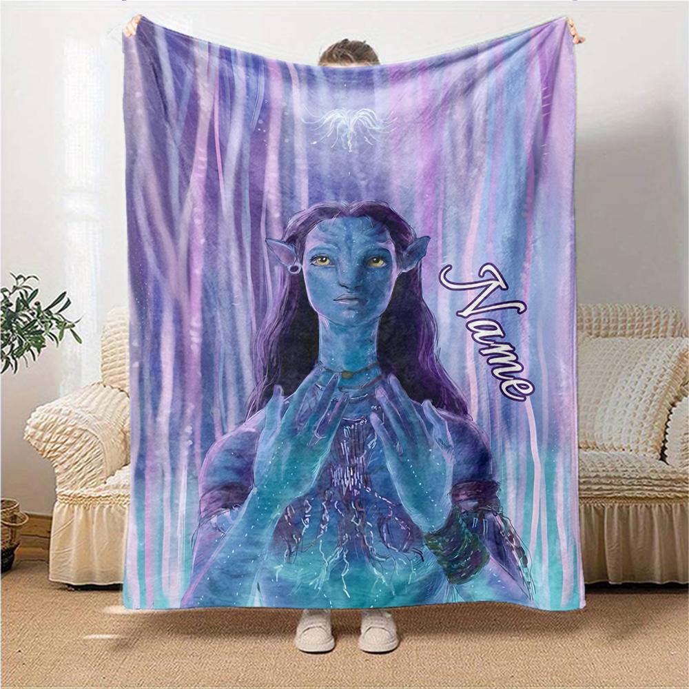 Custom Name Avatar Blue Beauty Party Blanket For Couch Bed Plush Cozy Fuzzy Blanket Super Soft Warm Blankets For Fall And Winter 0916282