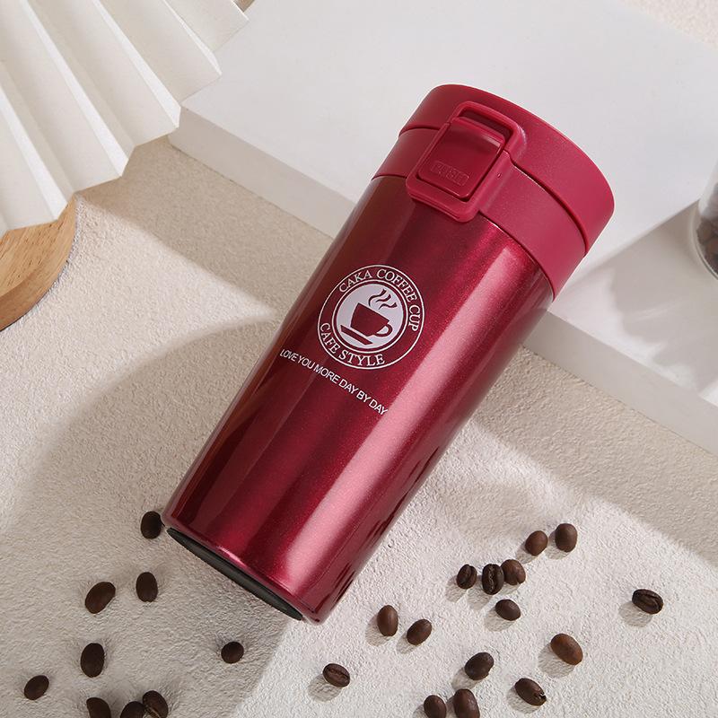 

380ML/510ML Stainless Steel Coffee Cup Thermo Bottle Car Thermal Cup Outdoor Sports Vacuum Flask Keeps Cold and Heat Thermal Mug 380ML красный