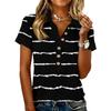 Women's fashionable casual summer V,neck patchwork short,sleeved striped print top
