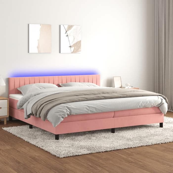 VidaXL Sommier à Lattes de Lit avec Matelas et LED, Lit Rembourré avec Tête de Lit, Lit Double, Lit Adulte de Chambre, 3134548
