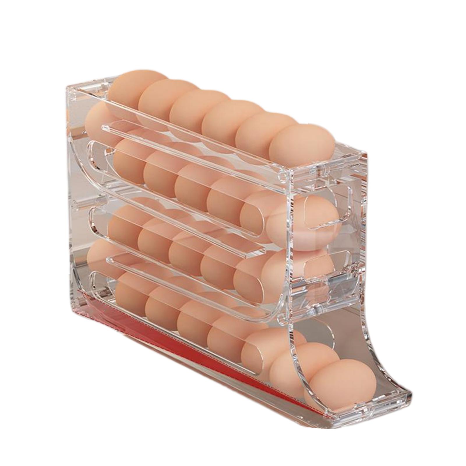 

4-слойный вращающийся дозатор яиц, контейнер для хранения яиц большой емкости, подставка для яиц для холодильника 33.5cm*18cm*7cm чистый