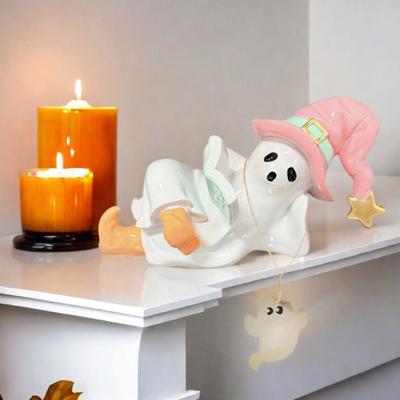 Yousheng Halloween Ghost Statue Resin Sculpture Waterproof UV Resistant Holding Book Tabletop Decoration Party Ornament