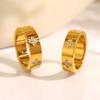 Hot-selling ins wind ring, four-leaf clover zircon titanium steel ring, sweet love diamond ring.