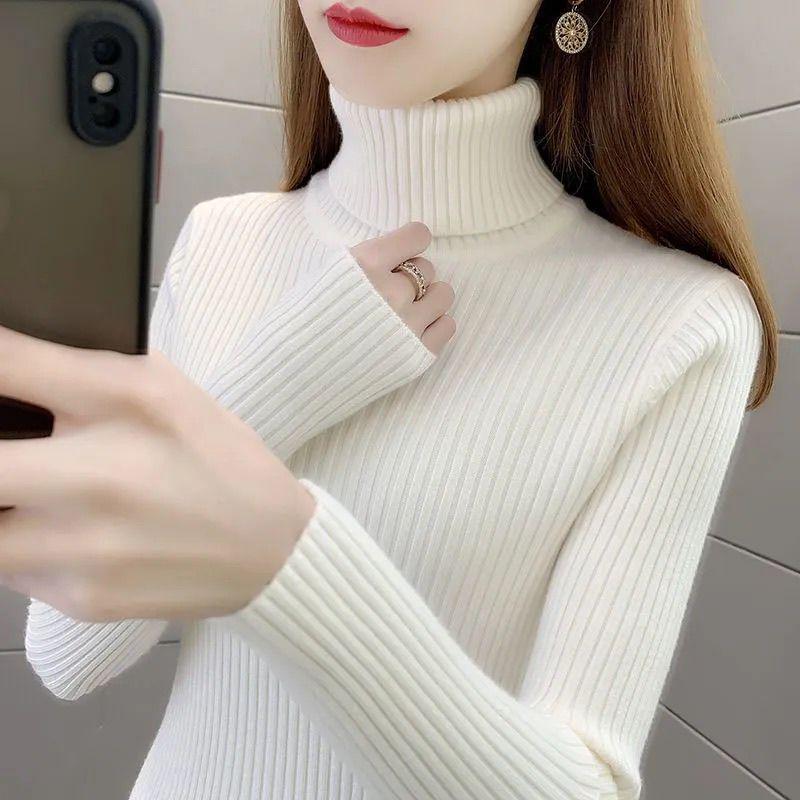 Women's Soft High Neck Knit Sweater - Slim Fit Thick Winter Innerwear & Versatile Outerwear Top