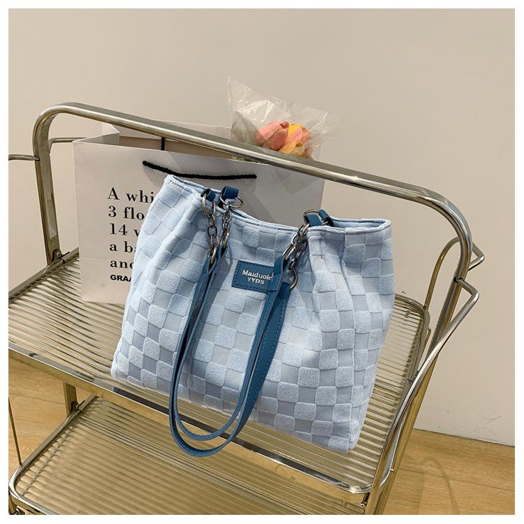 

Large capacity retro bag women s autumn new trend fashion foreign style commuter bag shoulder underarm tote bag синій