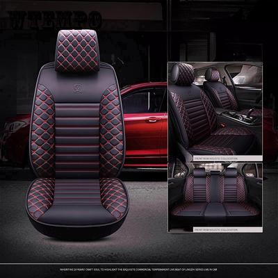 Juego de fundas para asientos de coche de PU, funda protectora para asiento delantero y trasero de lino transpirable, universal para 5 pasajeros