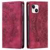 for iPhone 15 Plus,14 Plus,13 Mandala Embossed PU Leather Flip Wallet Case Magnetic Closure Cover