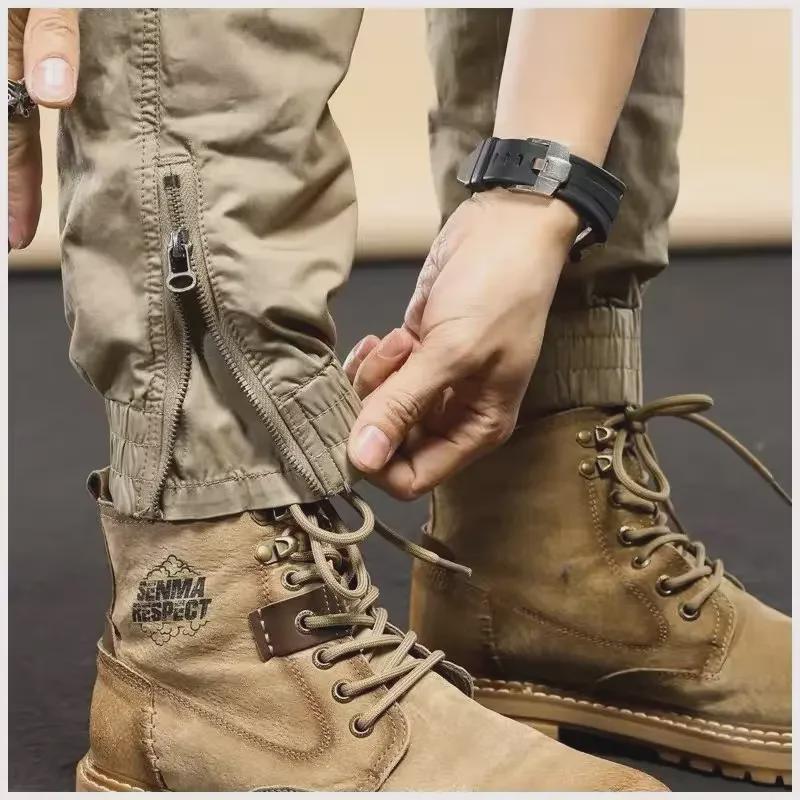 Retro Hong Kong Style Zipper Overalls: Trendy, Wear-Resistant, Versatile Sports Casual Pants for Spring and Autumn