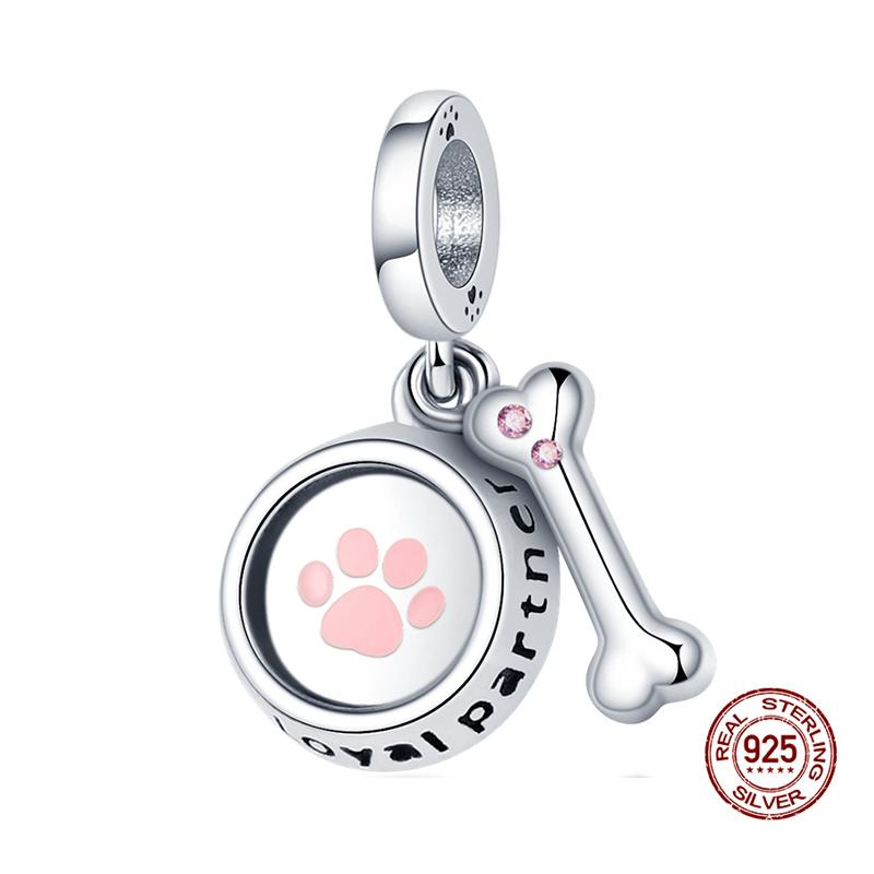 Original Charms Copper Cute Dog Paw Print Bone Series Charms Fits 3Mm Original Bracelet For Women Diy Jewelry Gifts New In