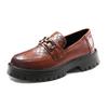 Men's metal casual leather shoes Men's spring and autumn new models One pedal thick sole increases height