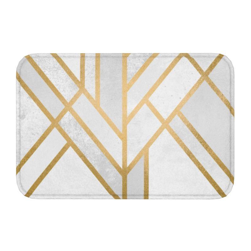 Rose Gold And Gray Geometric Pattern Floor Door Kitchen Bath Mats Anti-Slip Outdoor Abstract Doormat Toilet Entrance Rug Carpet