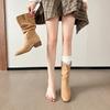 [New Products In Autumn and Winter] Pleated Stacking Boots Thick Heel V-mouth Thin and Versatile Medium Tube American Retro Western Cowboy Boots