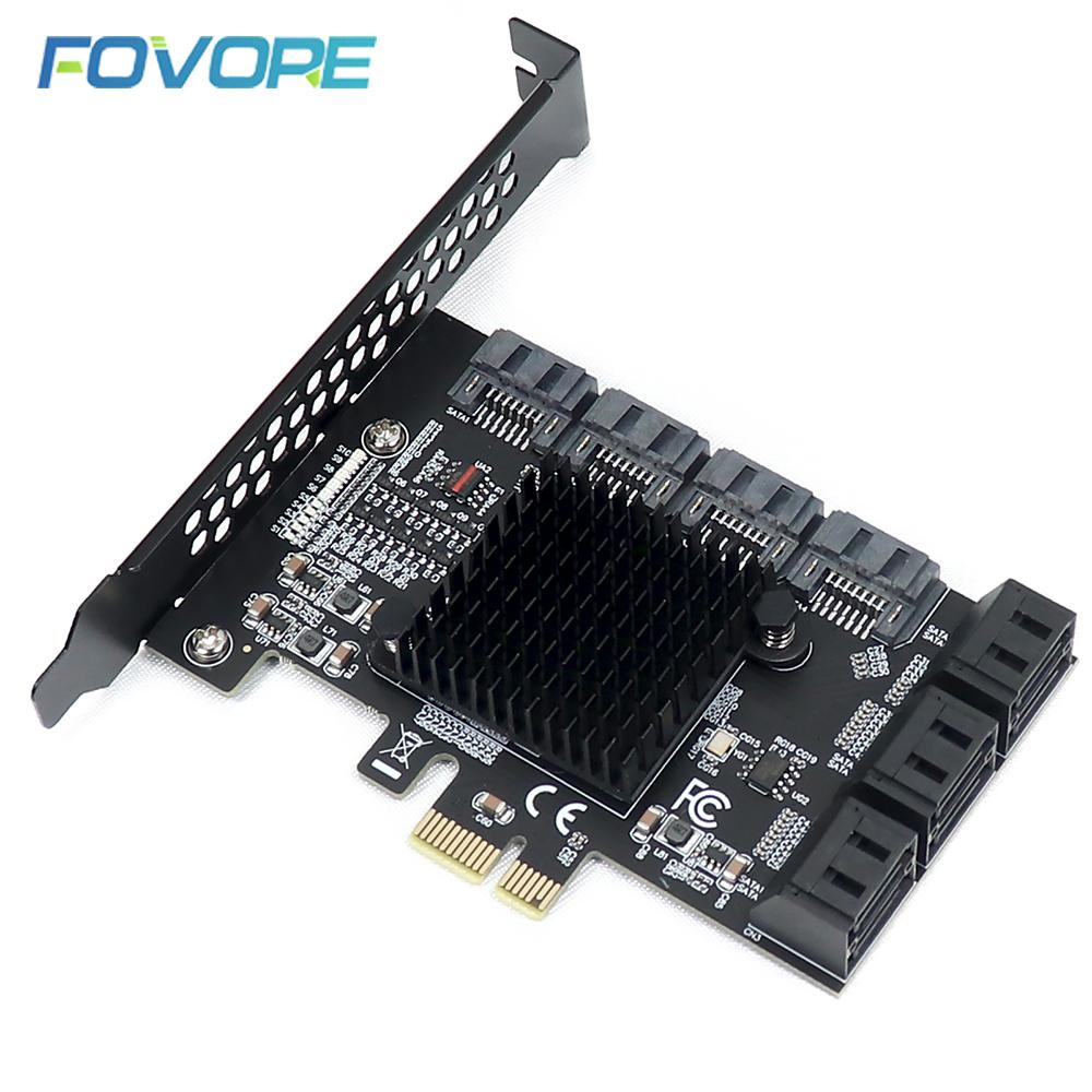 Chi a Mining Riser 10 Port PCIE SATA Card PCI Express SATA Controller PCIE to SATA 3 Expansion Card PCI E X1 SATA3 6Gbps ASM1166