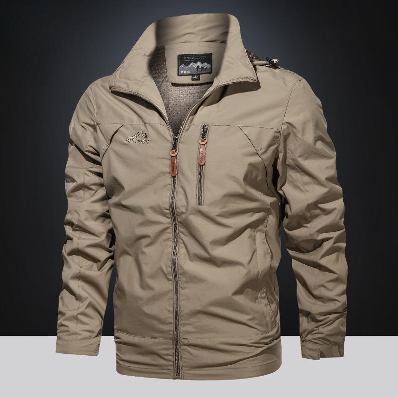 New Spring and Autumn Plus Size Jacket Men's Windproof and Waterproof Outdoor Hooded Jacket Men's Coat
