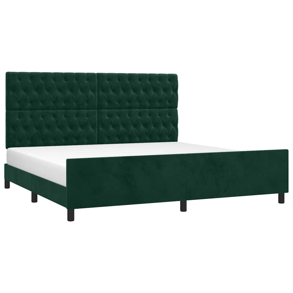 Bed Frame without Mattress Dark Green 200x200 cm Velvet