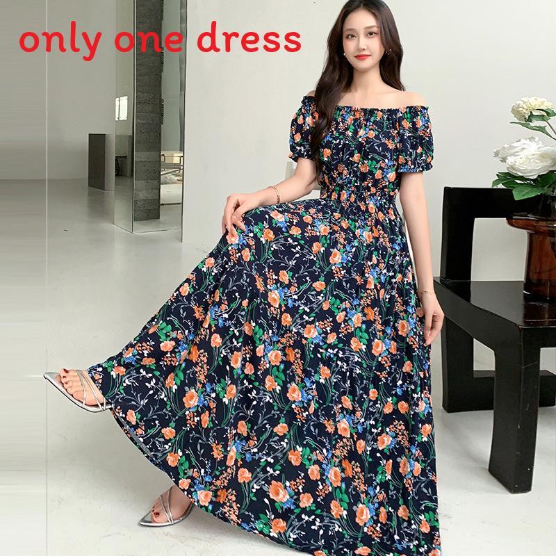 Bohemian Maxi Dress With Elastic Waist For Summer Beach Vacation And Artful Style