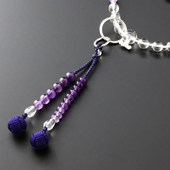 Kyoto Buddhist Altar Hayashi Prayer Beads Jodo Sect Amethyst Gradient Official Ceremony Bag Kyoto Prayer Beads (For Women) [Bead Set] SW-019